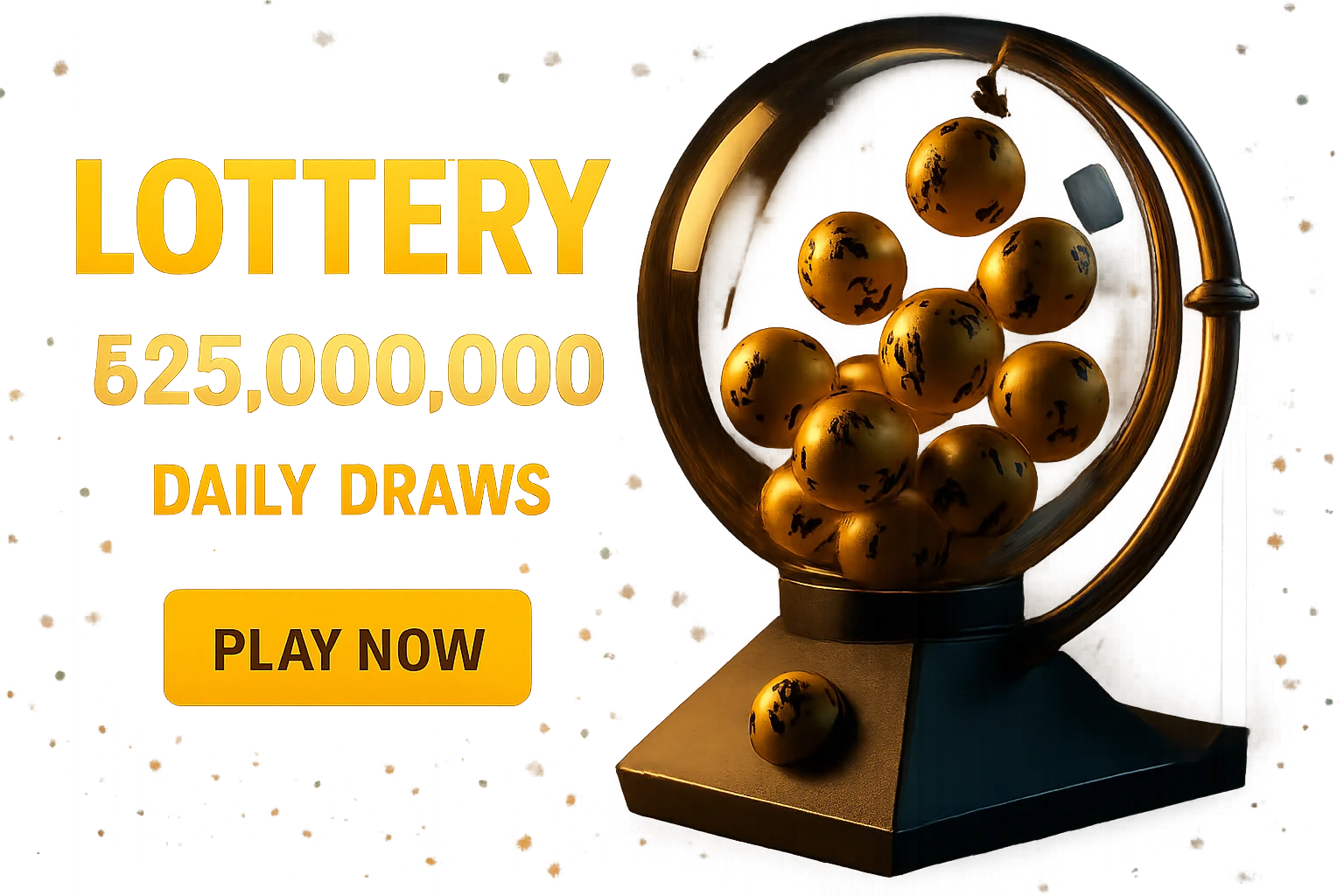 Festive lottery banner with golden balls, draw machine, Bangladesh jackpot, play now